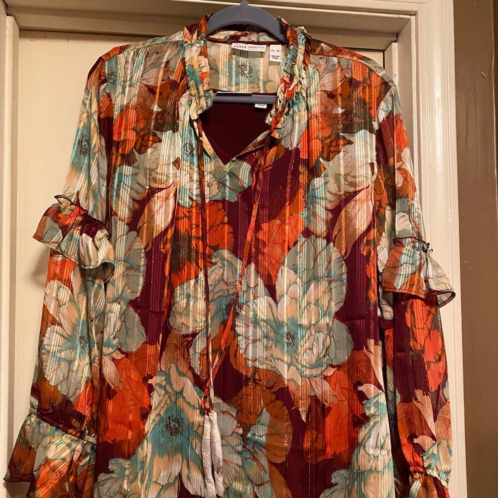 Susan Graver 2 piece set/blouse/tank size Xl